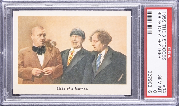 1959 Fleer "Three Stooges" #34 "Birds Of A Feather." – PSA GEM MT 10